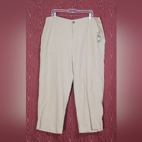 LAUREN RALPH LAUREN Pantalon Plus Beige Capri Women's Size 14W-36 NWT - Picture 1 of 16